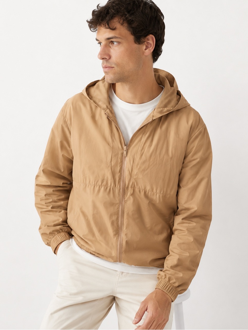 all in motion Brown/Rust Hooded Windbreaker Jacket
